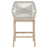 Home Square 2 Piece 30" Upholstered Bar Stool Set in Taupe and White Rope