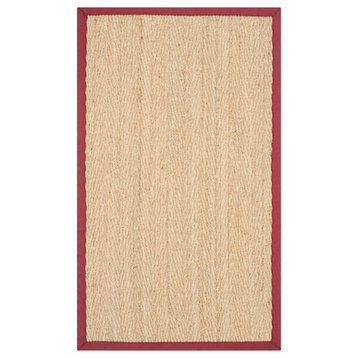 Safavieh Natural Fiber Collection NF115 Rug, Natural/Red, 3' X 5'