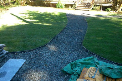 Lawn and slate path installation
