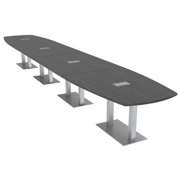 22' Modular Arc Boat Boardroom Table Square Metal Bases Power And Data