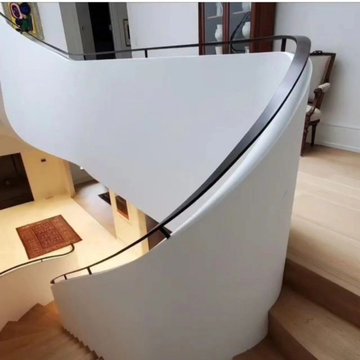 Knee Wall Railing with Custom Curved Stairs