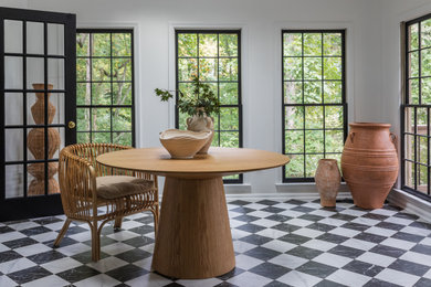 Inspiration for a mid-sized transitional marble floor and white floor sunroom remodel in Atlanta with a standard ceiling
