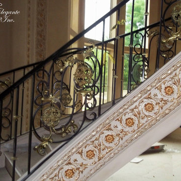Stair railings and balconies.