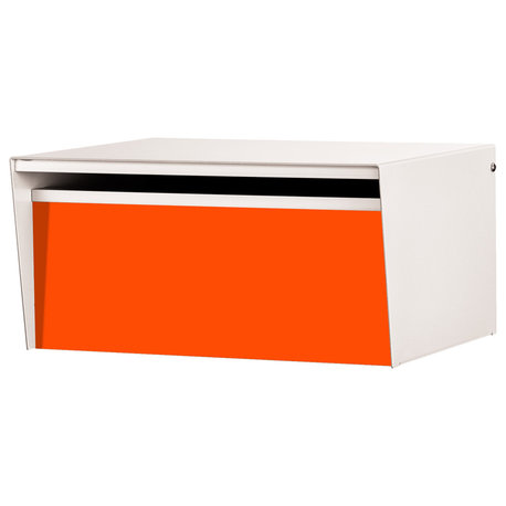 Metro Back Opening Aluminum (Silver Casing) Mailbox, Orange