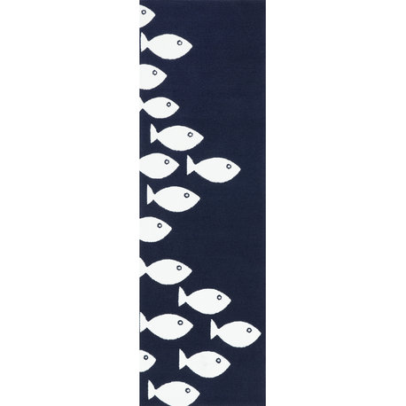 Nuloom Novelty Outdoor Hand Hooked Area Rug Fish Outdoor, Navy 2'6"x6'