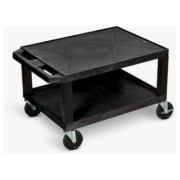 Luxor Tuffy Black 2-Shelf AV Cart With Electric, 16"