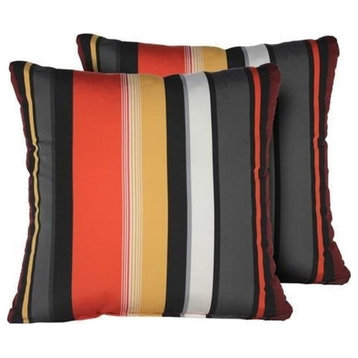 Coral Outdoor Throw Pillows Square Set of 2 Multi-Color Fabric