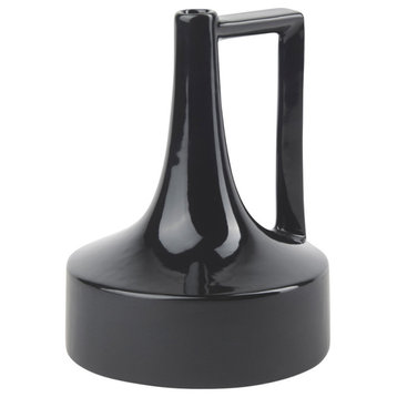 Burton 8.3H Small Glossy Black Ceramic Jug Vase