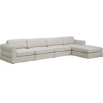 Meridian Furniture - Beckham Linen Textured Fabric 5-Piece Modular L-Shaped Sectional, Beige - Liven up your living space with this Beckham beige durable linen polyester fabric sectional. Its beige color complements any contemporary home decor, while its durable linen and polyester fabric upholstery provides you with a soft and comfortable place to sit. This sectional is modular, so you can create infinite configurations, which are easily attached using the attachment latch underneath. Its linen, wood, and foam construction guarantees stability for years to come.