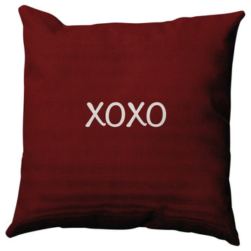 XOXO Valentines Indoor/Outdoor Throw Pillow, Maroon, 20x20"