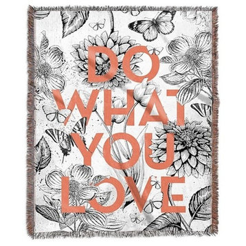 "Do What You Love, Vintage Illustration Inspiration" Woven Blanket 60"x80"