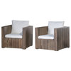 GDF Studio Millie Outdoor Gray Acacia Wood Club Chairs With Cushions, Set of 2
