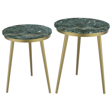 Coast to Coast Industrial Avery Green/Gold Set of 2 Nesting Tables 69249