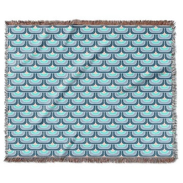 "Square Koi Blue" Woven Blanket 80"x60"
