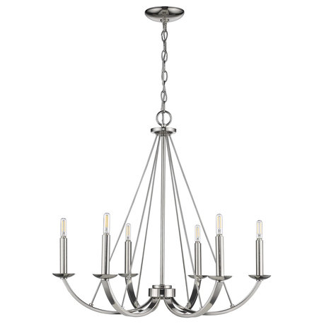 Kaila 6-Light Chandelier, Polished Nickel Finish