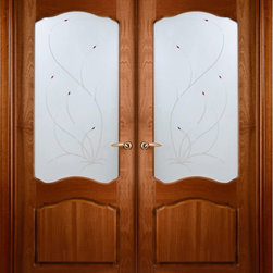 Prefinished Interior Double Door African Sapele Veneer Frosted glass - Interior Doors