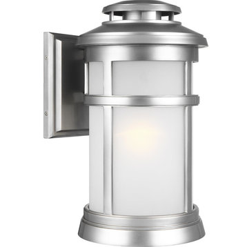 Newport 1-Light Wall Lantern, Painted Brushed Steel With Etched Glass Shade