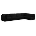 Meridian Furniture - Ease Fabric Upholstered L-Shaped Modular Sectional, Black, 5 Piece: 2 Corner, 3 Armless - Ease into comfort when you bring home this Ease fabric modular sofa. Designed with an uber casual vibe in mind, this plump sofa sits low to the floor, making it a simplistically perfect addition to a living room, den, game room, teen's room, or dorm room. This fun sofa is part of a modular collection, so you can add it with other items in the Ease collection for a custom arrangement.
