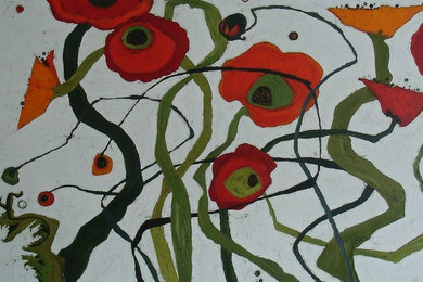 Karen Tusinski - "Intimate Poppy Garden" Painting, 24" x 36" at www.TusinskiGall
