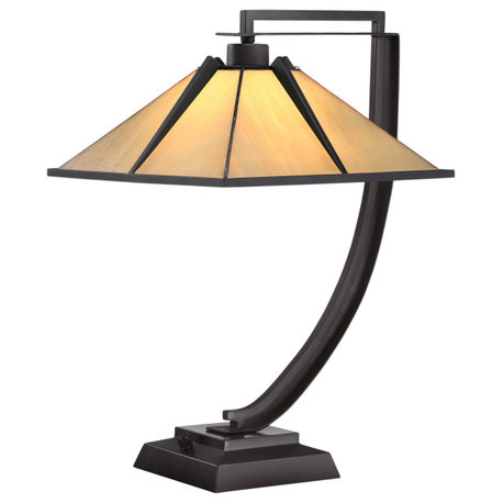 Luxury American Bungalow Tiffany Table Lamp, Western Bronze, UQL7037