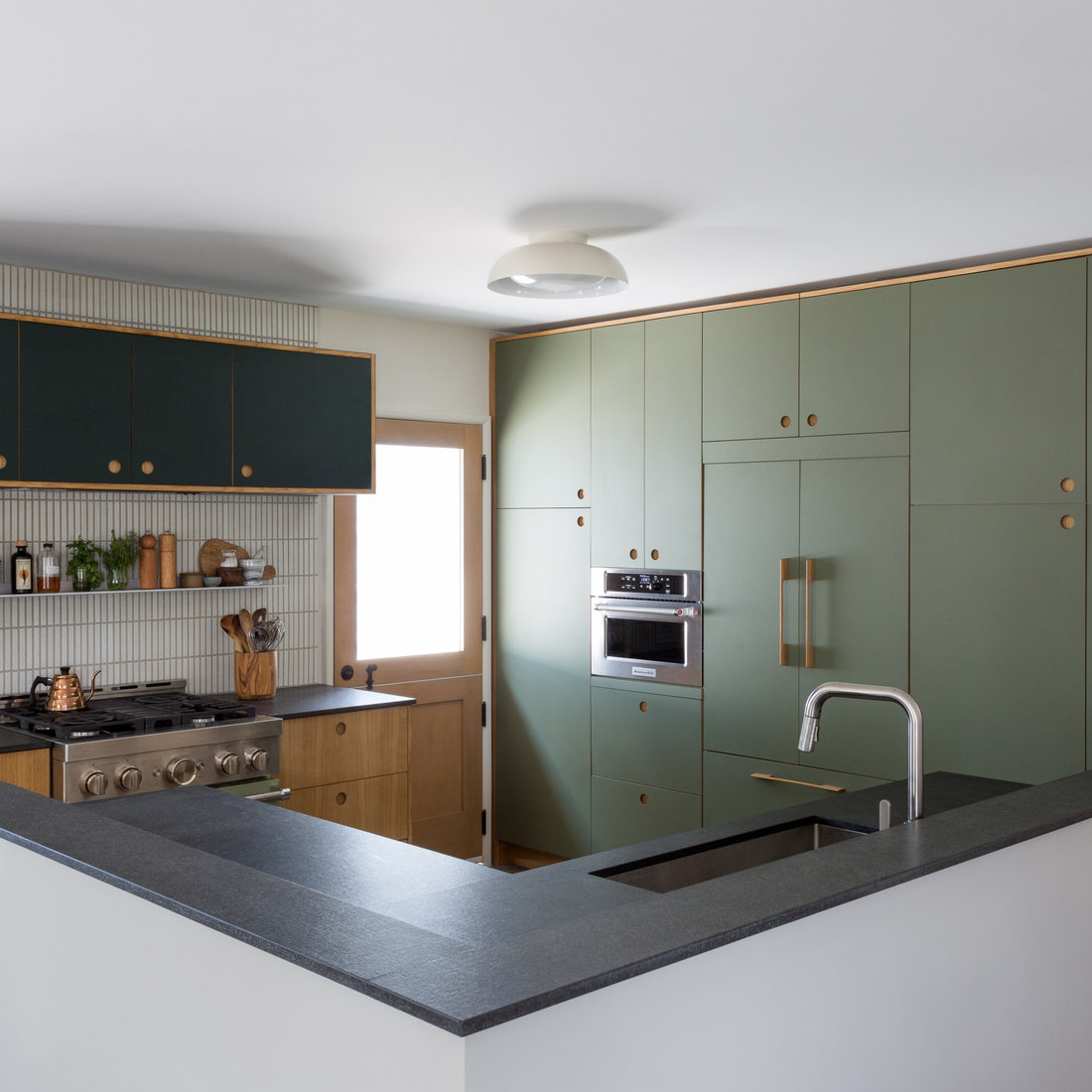 West View Mid Century Modern Green Kitchen