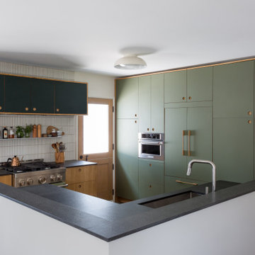 West View Mid Century Modern Green Kitchen