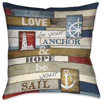 Laural Home Nautical Anchor Inspiration Indoor Decorative Pillow, 18"x18"