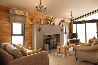 This is an example of a rustic living room in Other.