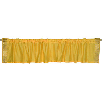 Yellow - Rod Pocket Top It Off handmade Sari Valance 80W X 15L - Pair