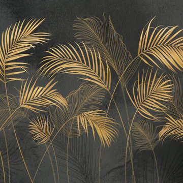 Golden palm leaves wall mural