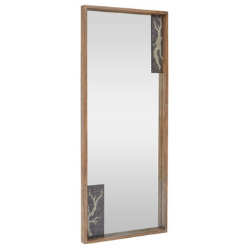 Driftwood Transitional Wooden Floor Mirror With Inset Panels