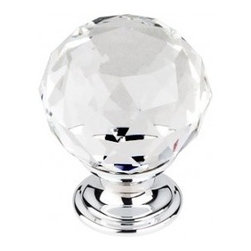 Top Knobs Additions Collection Clear Crystal Knob 1 3/8" w/ Polished Chrome Bas - Cabinet And Drawer Knobs