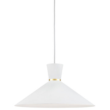 Vanderbilt Single Lamp Pendant, White/Gold, 16"Dx8"H