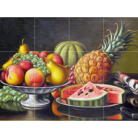 Tile Mural STILL LIFE fruit pineapple Wall Backsplash 6" Marble