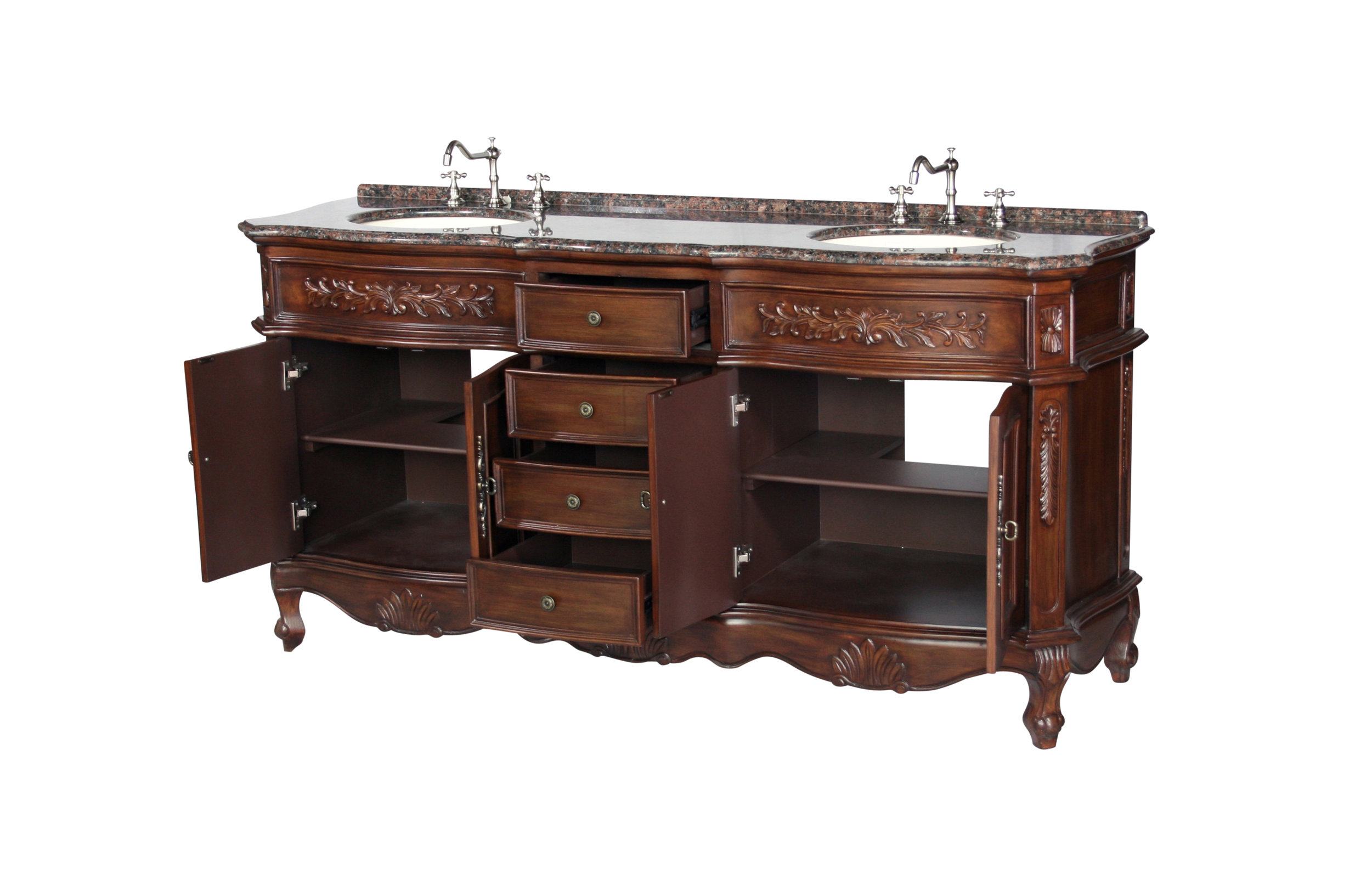 72-Inch Antique Style Double Sink Bathroom Vanity Model 2003-BN ...