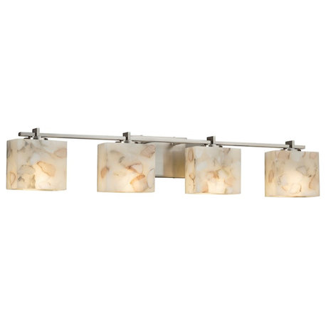 Justice Design Alabaster Rocks! Era 4-LT Vanity, Nickel ALR-8444-55-NCKL