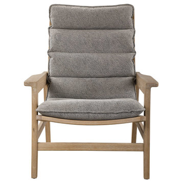 Casual Solid Oak Scandinavian Lounge Chair Gray White Minimalist Vintage Style