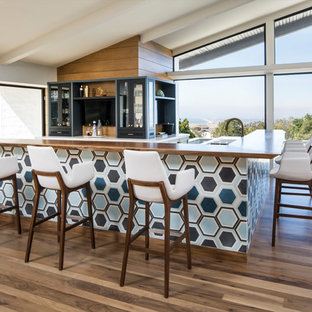 75 Beautiful Midcentury Modern Home Bar With Glass Front Cabinets