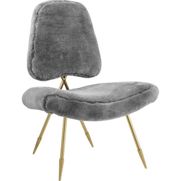 Denbury Sheepskin Fur Lounge Chair - Gray, Fur