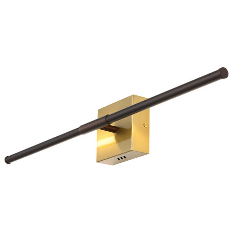 28" Dimmable Integrated LED Modern Metal Wall Sconce, Oil Rubbed Bronze/Gold