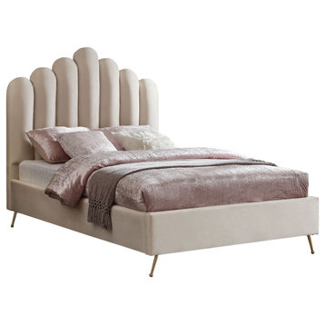 Lily Velvet Bed, Cream, Full