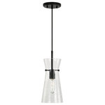 Capital Lighting - Mila One Light Pendant, Matte Black - The unqiue half-crackle detail on the 1-Light Pendant in Matte Black has a visual texture that beautifully complements the tapered silhouette. This fixture is also available in Matte Black or Polished Nickel.