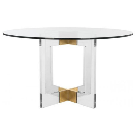 Xevera 53" Acrylic Dining Table Gold/Clear Safavieh