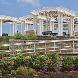 Five Kit Pergolas on a Boardwalk - Pergolas