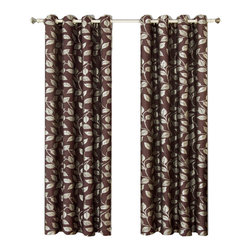 Royal Tradition - Charlotte Jacquard Grommet Window Panels, Set of 2, Chocolate, 104"x63" - Curtains