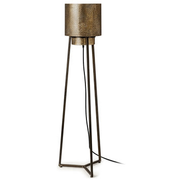 Chaudron II Floor Lamp, Antique Brass & Matte Black