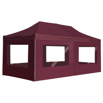 vidaXL Party Tent Pop up Canopy Folding Gazebo with Walls Aluminum Wine Red