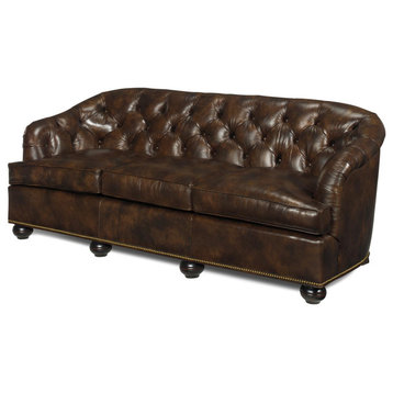 Leather Sofa  Chesterfield Sofa  Top Grain Leather  Brown  Wood