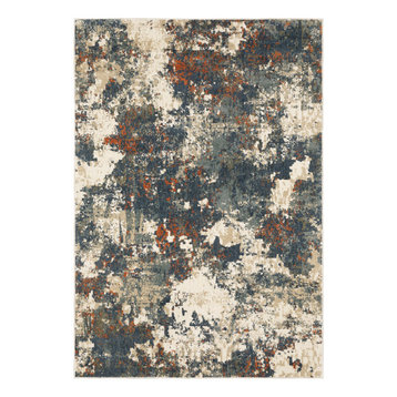 Farren Abstract Paint Area Rug, Beige, 2'3"x7'3"