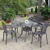 Bowery Hill Traditional Brown Aluminum Outdoor Dining Table